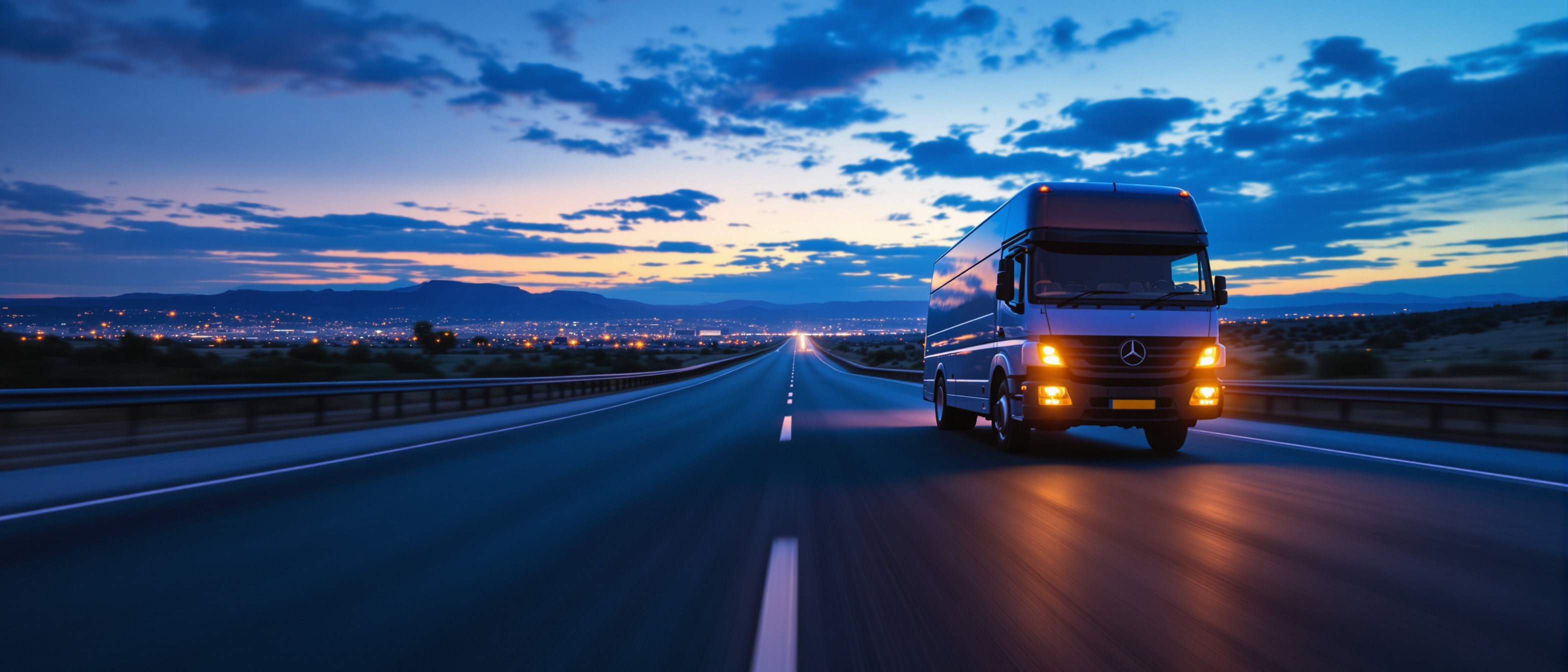 Overnight courier South Africa - next-day delivery van on highway at twilight